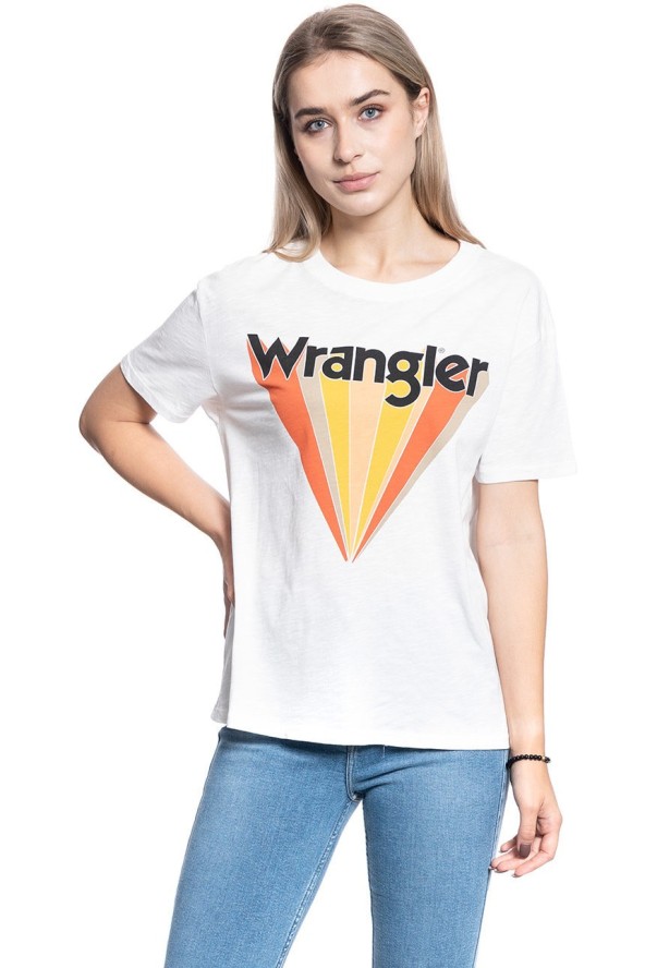 T-SHIRT DAMSKI WRANGLER BOYFRIEND TEE OFFWHITE W7019EA02 112130896