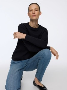 Longsleeve z merceryzowanej bawełny - czarny
