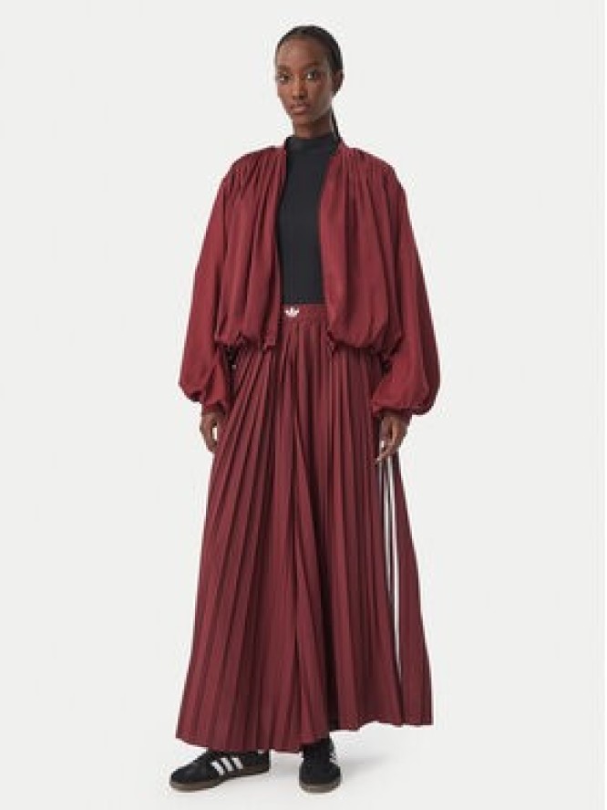 adidas Bluza Satin Pleated Track Top LG4080 Bordowy Relaxed Fit