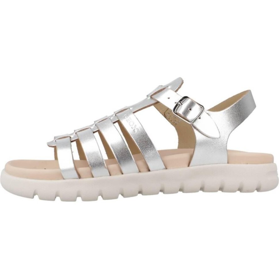 Sandały GEOX J S. SOLEIMA G.B - METAL.LEA Srebrny