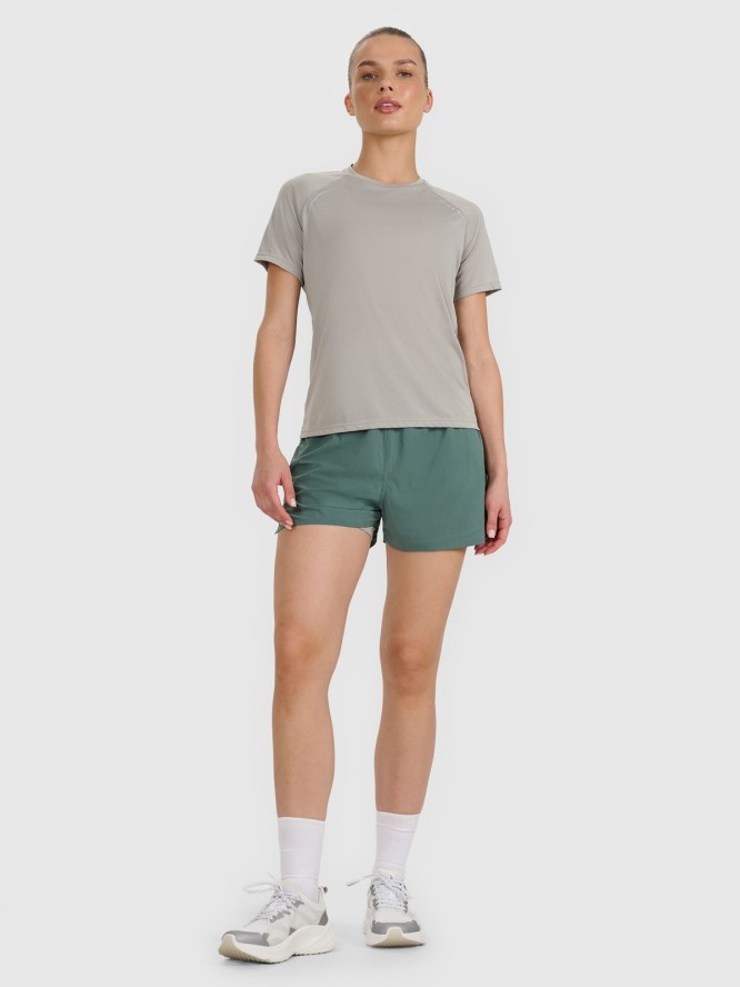 4F Koszulka do biegania regular szybkoschnąca damska - szara S