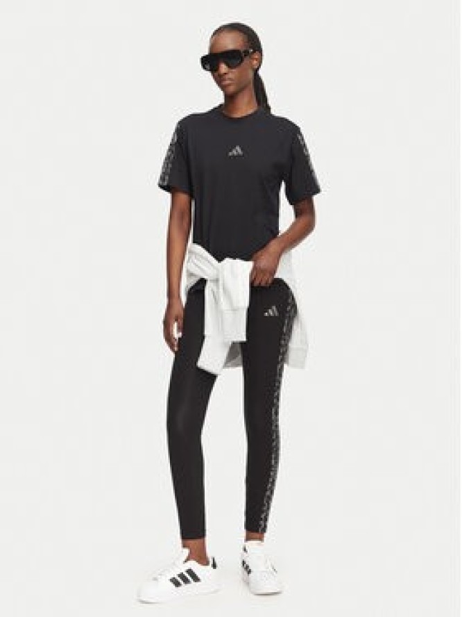 adidas T-Shirt Seasonal Essentials Animal Print 3-Stripes KH1550 Czarny Regular Fit