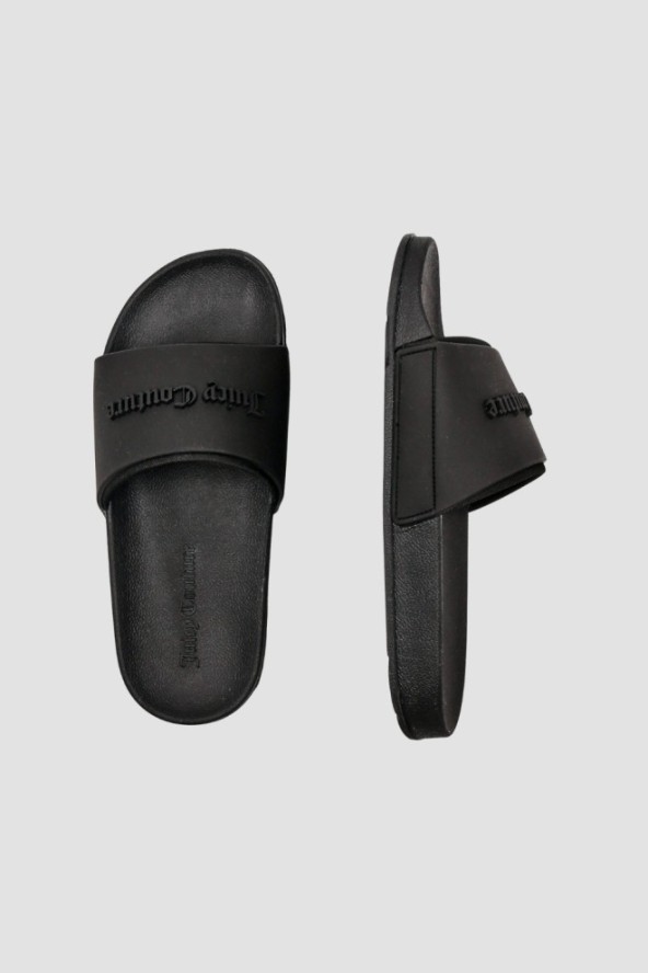 JUICY COUTURE Czarne klapki damskie Embossed Slider, Rozmiar 38