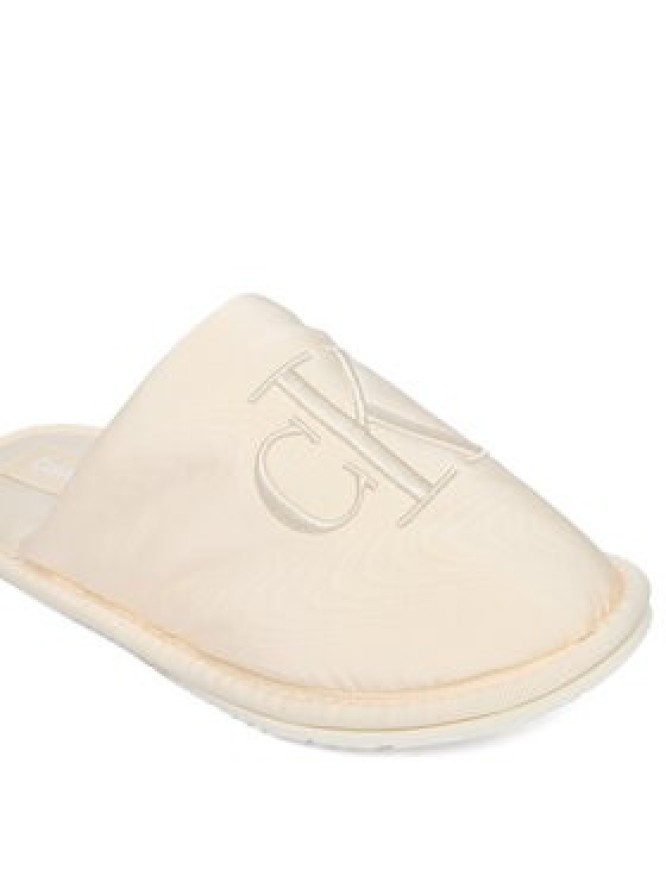 Calvin Klein Jeans Kapcie Slipper Satin Moire YW0YW02053 Écru
