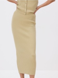 Dzianinowa spódnica maxi - jasnozielony