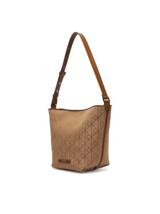 Calvin Klein Torebka Emblem Aop Jacquard Camera Bag LV04F3535G Brązowy