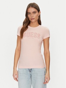Guess T-Shirt W5GI04 J1314 Różowy Slim Fit