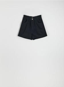 Szorty paperbag high waist - czarny