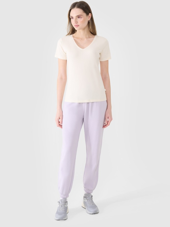 4F T-shirt slim gładki damski - biały M