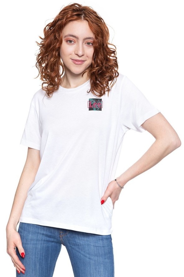 LEE RELAXED FIT TEE DAMSKI T-SHIRT KOSZULKA LOGO BRIGHT WHITE L40CBWLJ 112108494