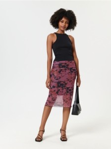 Spódnica midi ze wzorem - wielobarwny