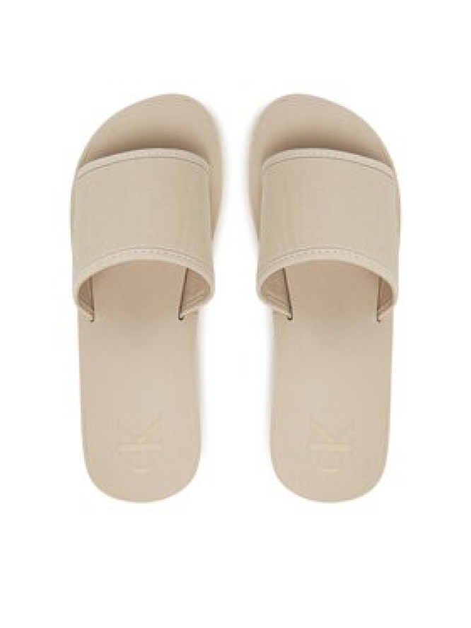 Calvin Klein Jeans Klapki Beach Wedge Slide Canvas YW0YW01725 Beżowy