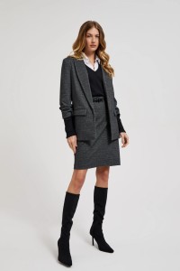 Garnitur damski w drobną kratkę grafitowy