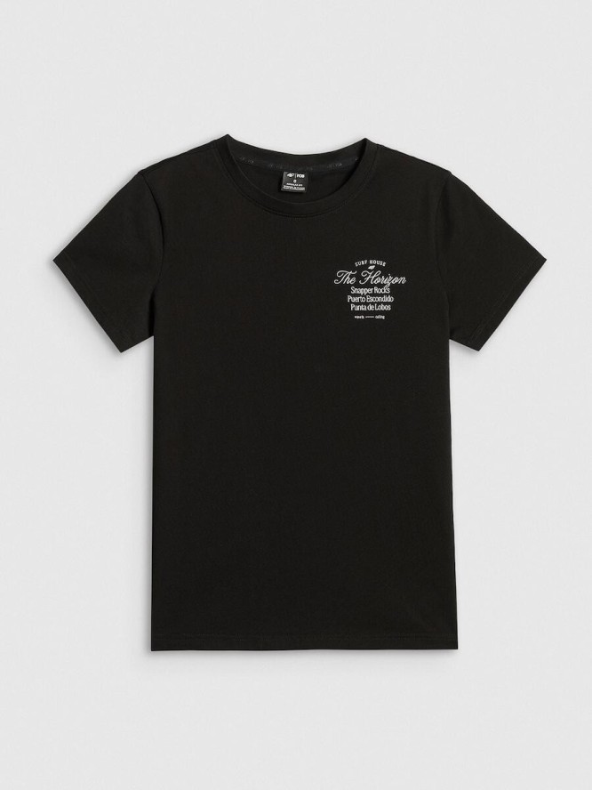 T-shirt regular z nadrukiem damski 4F 4FRSS26TTSHF4537