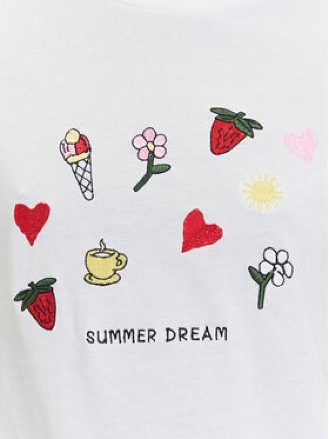 Pieces T-Shirt Funly 17160308 Biały Regular Fit