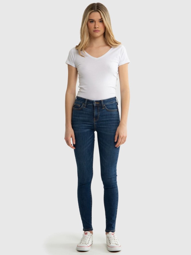 Jeansy damskie z wysokim stanem niebieskie Lorena High Waist 364