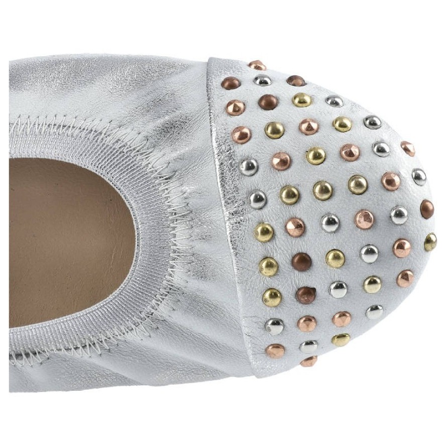 Srebrne Baleriny Damskie Damiss Codzienne Obuwie