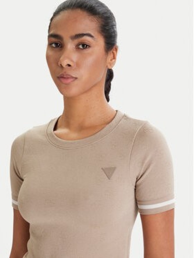 Guess T-Shirt V6RP02 Z4692 Beżowy Slim Fit