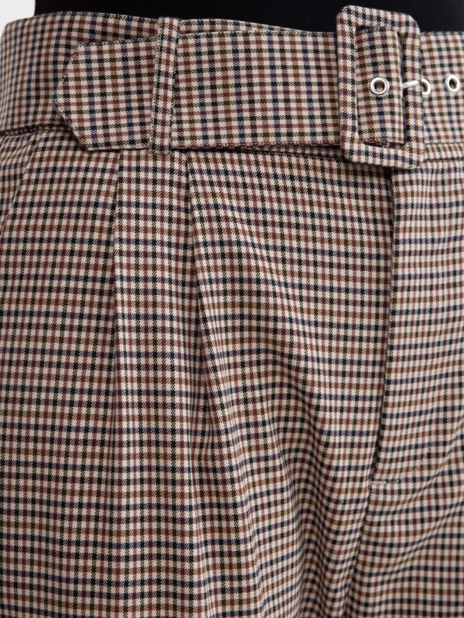 Spodnie damskie cygaretki z wysokim stanem w kratę Melisanai 000/ Melisana 000