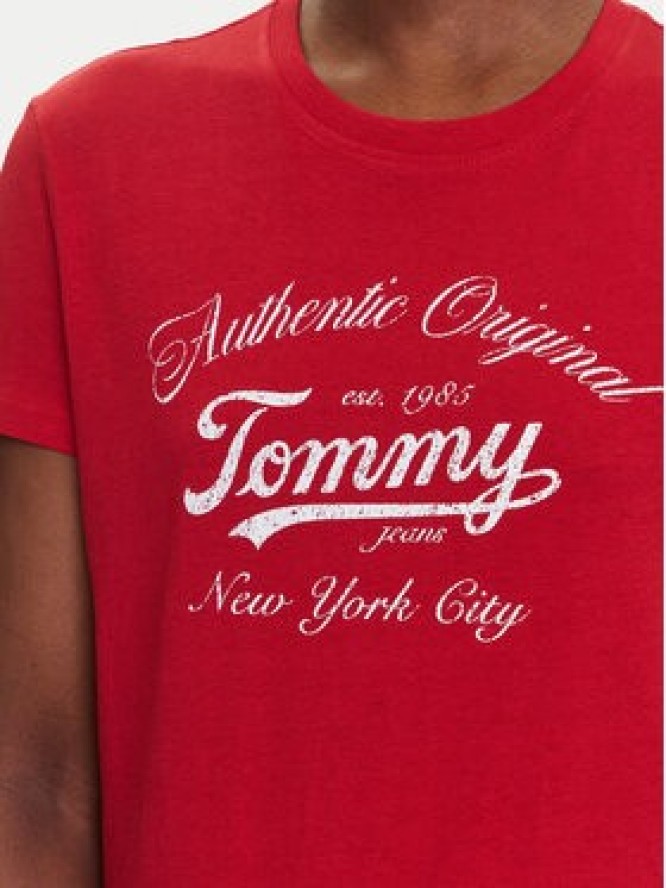 Tommy Jeans T-Shirt Essential DW0DW21404 Czerwony Regular Fit