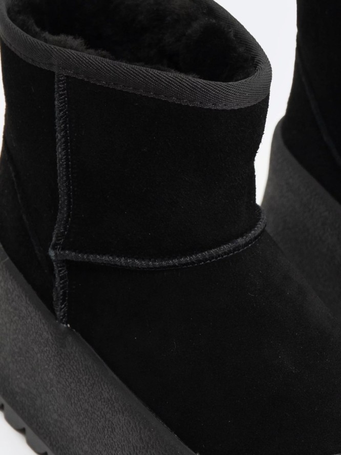 śniegowce damskie ze skóry naturalnej czarne OO274A213 906