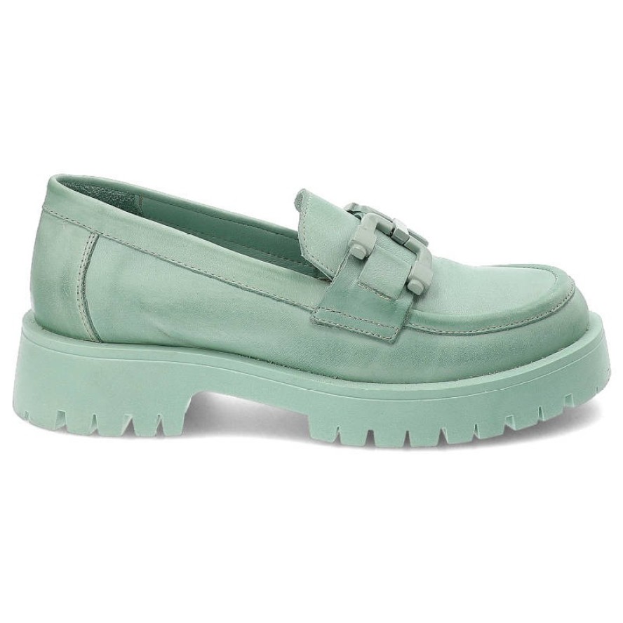 Zielone Mokasyny Venezia Stylowe Buty Damskie