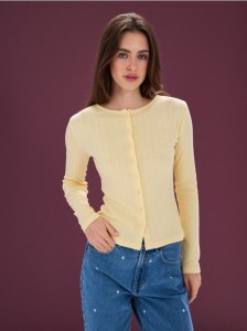 Bluzka z bawełną z długim rękawem - żółty