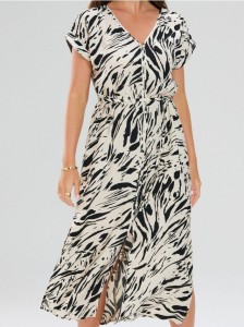 Sukienka midi ze wzorkiem - wielobarwny