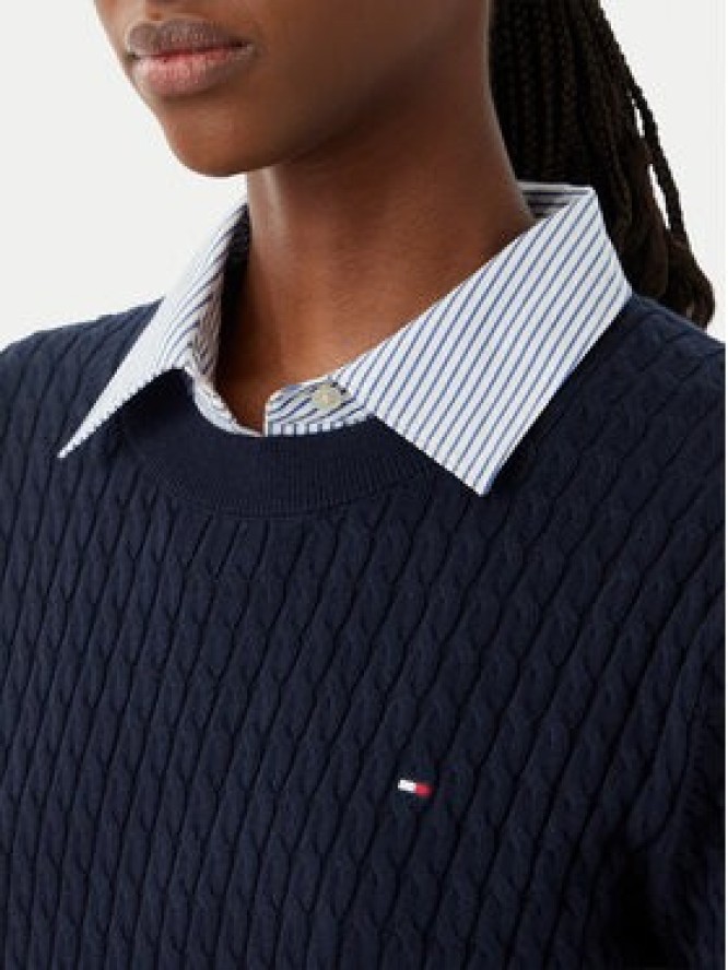 Tommy Hilfiger Sweter Fine WW0WW44993 Granatowy Regular Fit