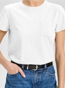 Bawełniana koszulka z kieszonką - biały