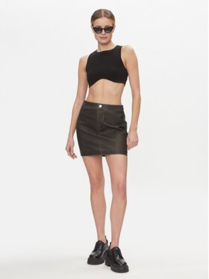 Noisy May Spódnica z imitacji skóry Saorise 27028696 Czarny Regular Fit