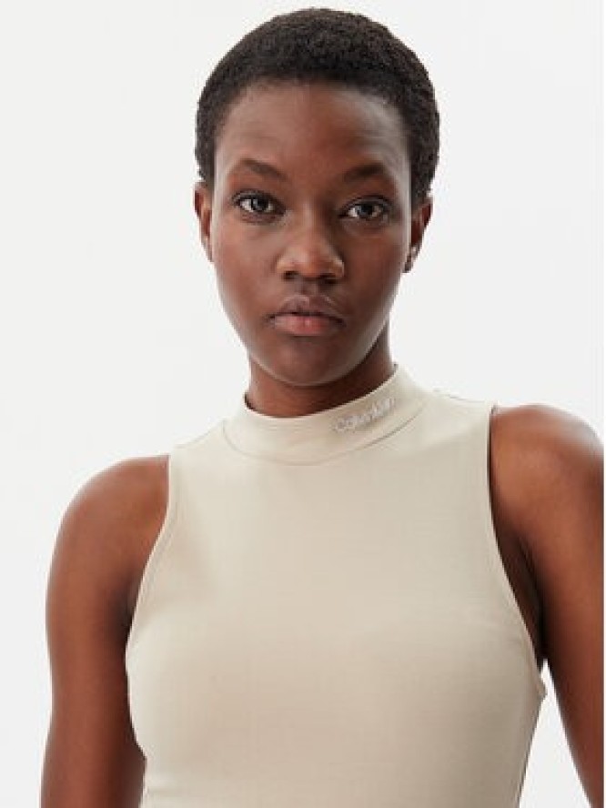 Calvin Klein Jeans Sukienka codzienna Logo J20J225290 Beżowy Slim Fit