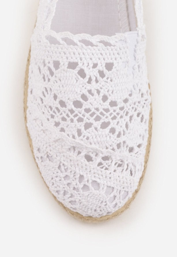 Białe Ażurowe Espadryle na Podeszwie z Plecionki Satisfyinglys