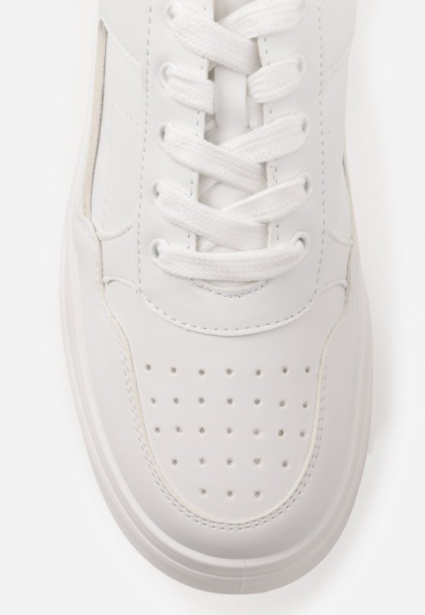 Białe Sneakersy Vices na Grubej Podeszwie z Metalicznymi Wstawkami Nelesea