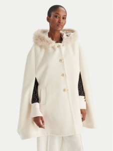 YES LONDON Płaszcz wełniany CD1223ECO Écru Regular Fit