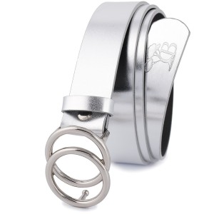 Pasek skórzany BELTIMORE srebrny B05 r.95-110 cm