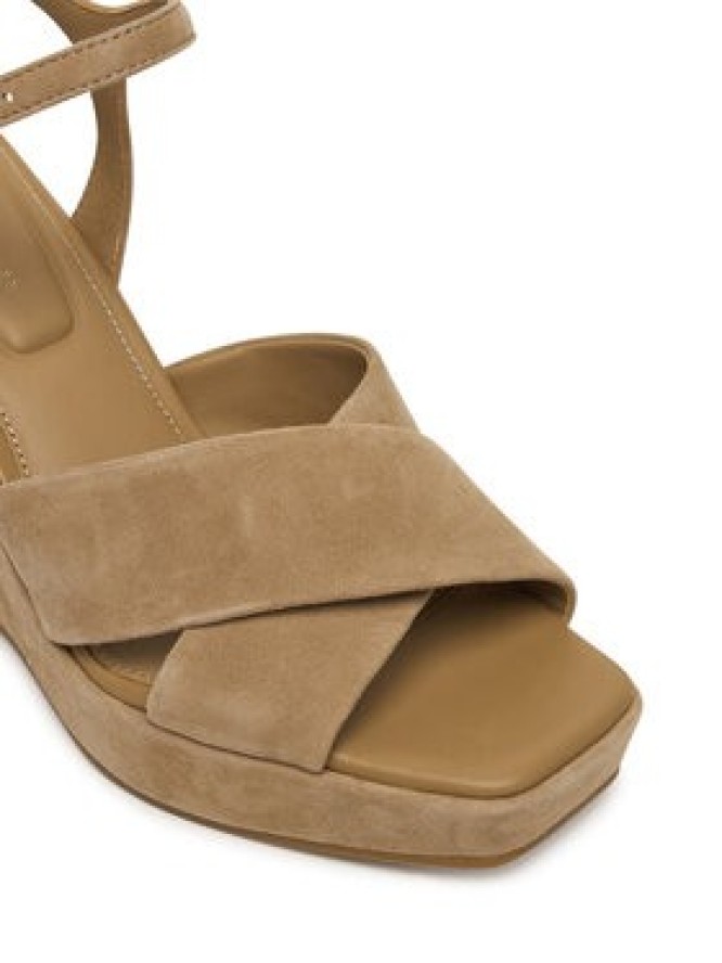 Tommy Hilfiger Sandały Suede Wrapped High Wedge FW0FW09218 Brązowy