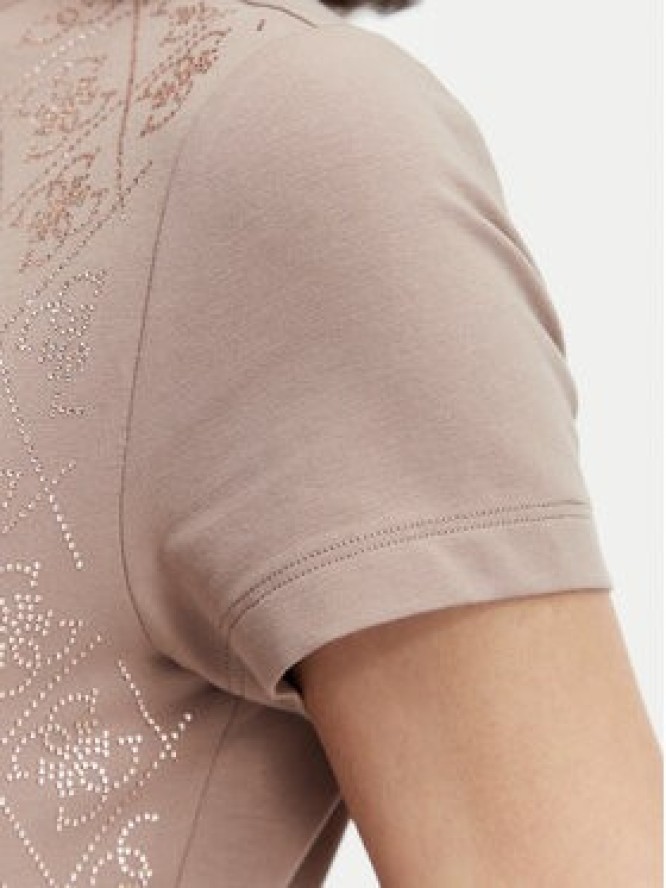 Guess T-Shirt W4BI26 J1314 Beżowy ciemny Regular Fit