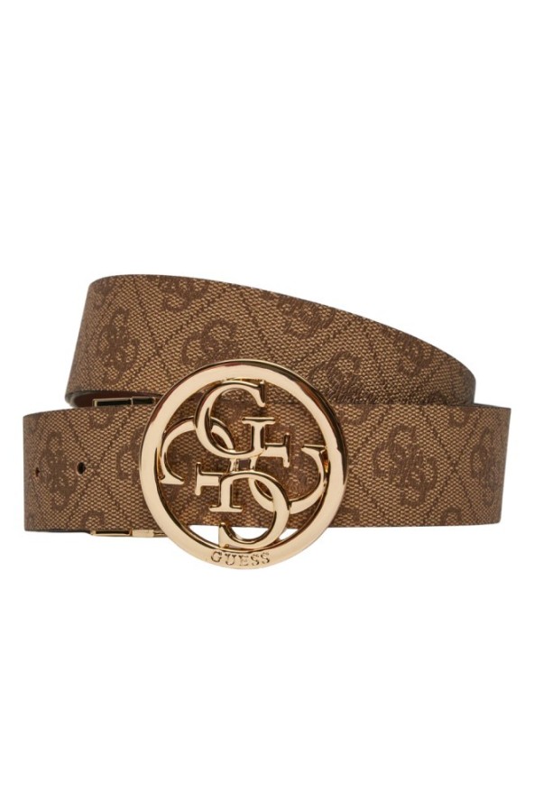 GUESS Brązowy dwustronny damski pasek w monogram Noelle REV H35, Rozmiar XS