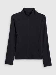 4F Bluza treningowa slim bez kaptura damska - czarna XL