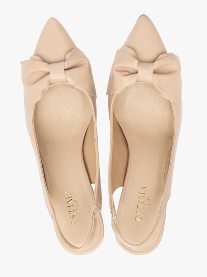 Czółenka typu slingback z kokardką