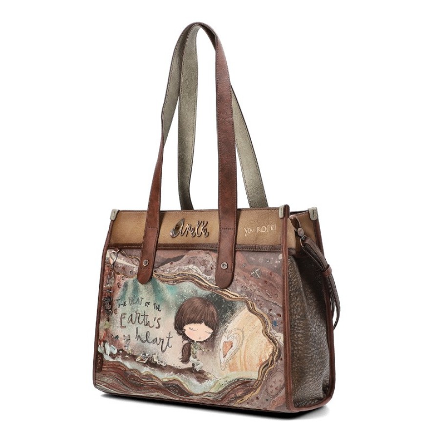 Brązowa Torebka Anekke Elegancka Duża Shoperka Damska