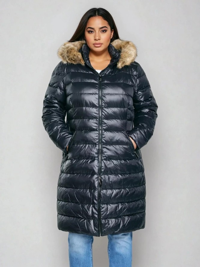 Płaszcz damski puchowy pikowany czarny Rosabel 906