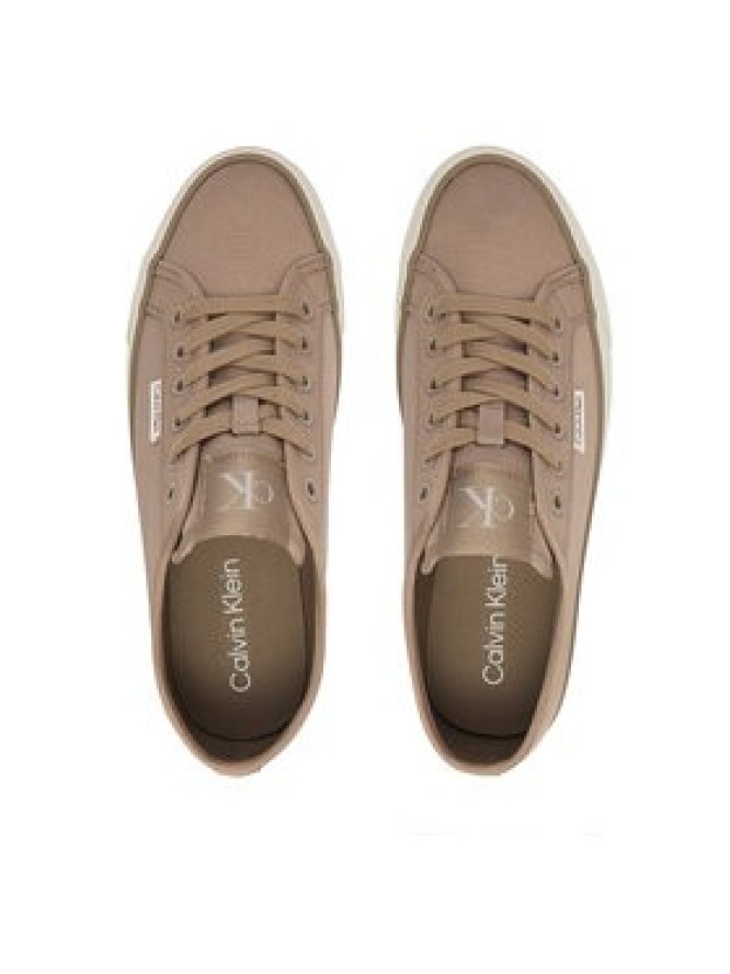 Calvin Klein Sneakersy Vulc Flatform Lace Up Moire YW0YW02012 Brązowy