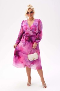 Elegancka sukienka Lilianna w odcieniach różu - zwiewność i romantyzm PLUS SIZE XXL