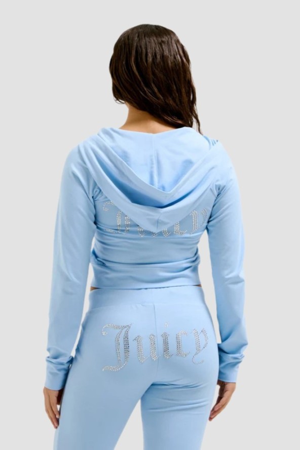JUICY COUTURE Błękitna bluza damska Single Jersey Ola Hoodie, Rozmiar S