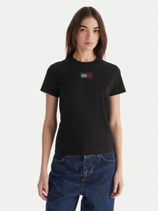 Tommy Jeans T-Shirt Party Flag DW0DW21965 Czarny Regular Fit