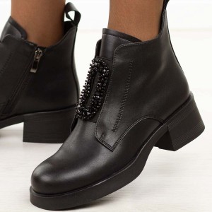 Czarne skórzane botki damskie DiA 52-869