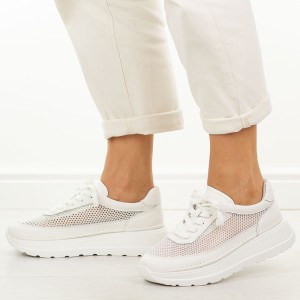 Białe skórzane sneakersy damskie T.Sokolski 241