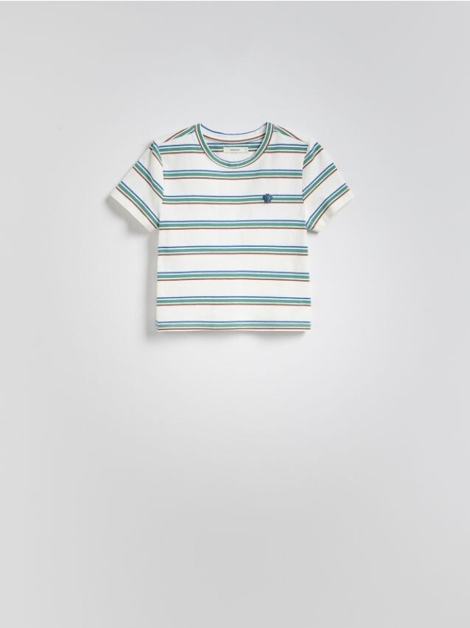 T-shirt w paski - złamana biel